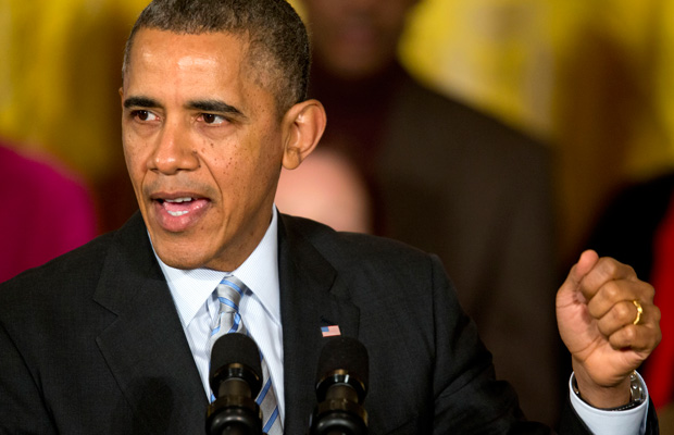 President Barack Obama speaks about raising the minimum wage for federal contract workers, Wednesday, February 11, 2014, Washington, D.C. (AP/Jacquelyn Martin)