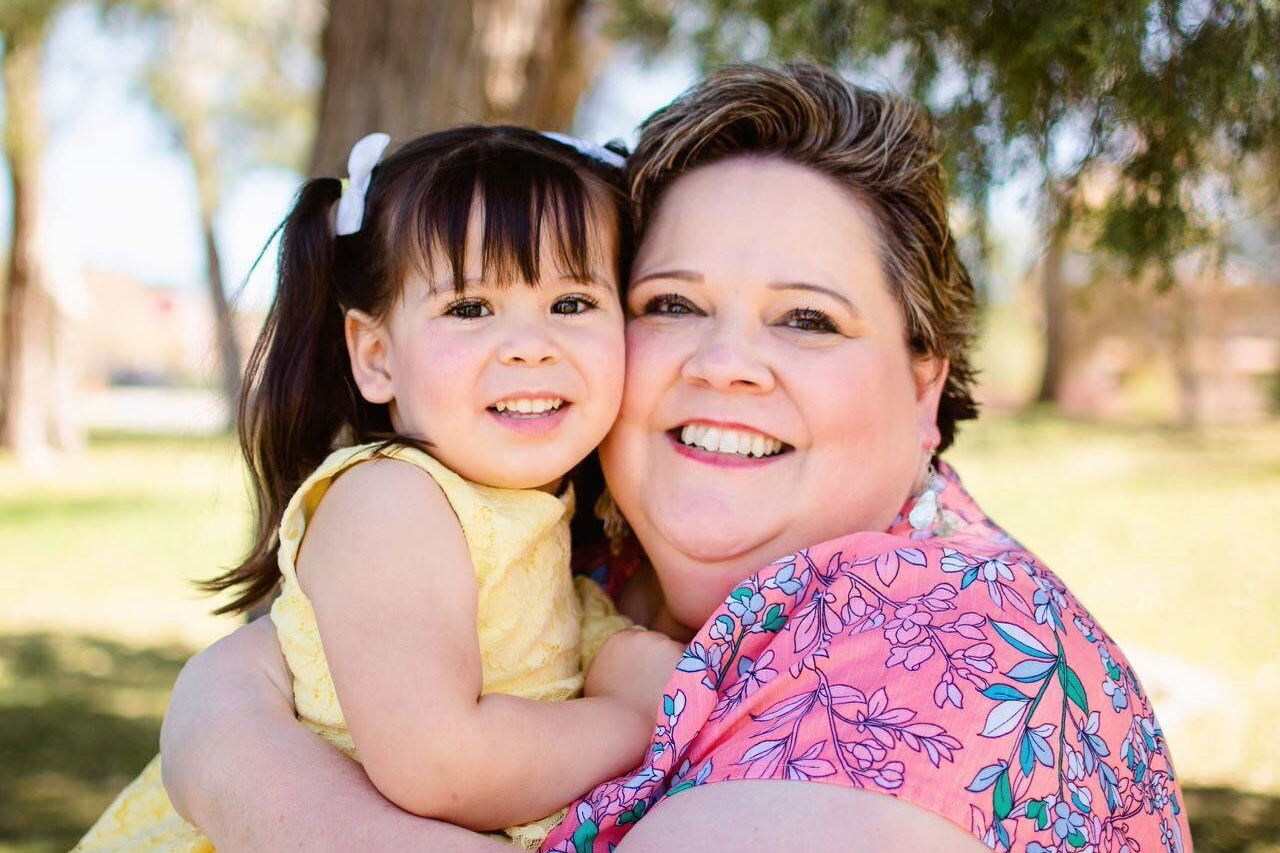 Stephanie Klein holds her daughter, Ruby Klein, in April 2022. (Photo credit: Aimee Blaisdell)
  